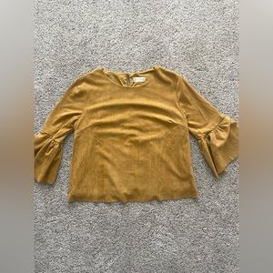 Suede Yellow flare sleeve top